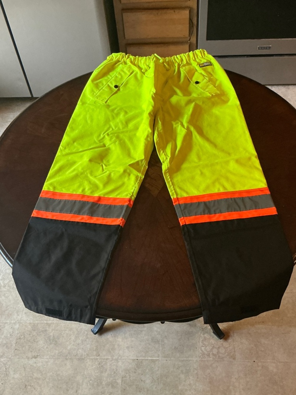 High-Visibility Reflective Work Rain Pants - Neon Yellow & Black
